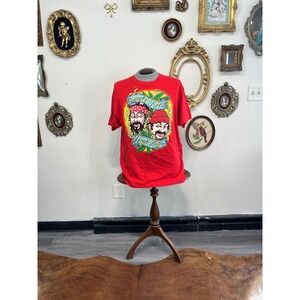 Vintage Cheech & Chong Liquid Blue T-Shirt Red Graphic Tee Y2K Size XL